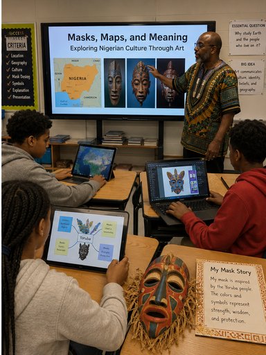 Masks, Maps, and Meaning: Exploring Culture Through Art classroom project